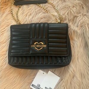 Love Moschino Black and Gold Quilted Shoulder Bag